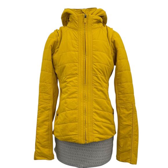 Lululemon Another Mile Jacket Honeycomb Gold Mustard Yellow Running Coat Hood 6 - Picture 1 of 14